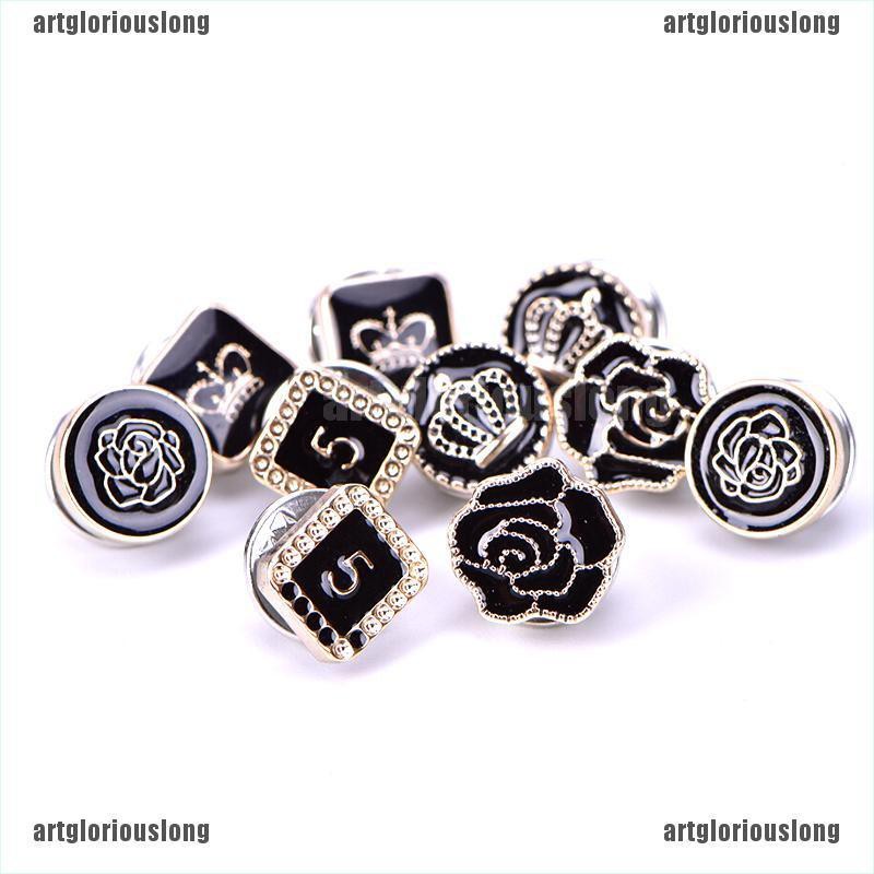 Set 10 Nút Cài Áo Hình Bông Hoa Đính Ngọc Trai Nhân Tạo Thời Trang