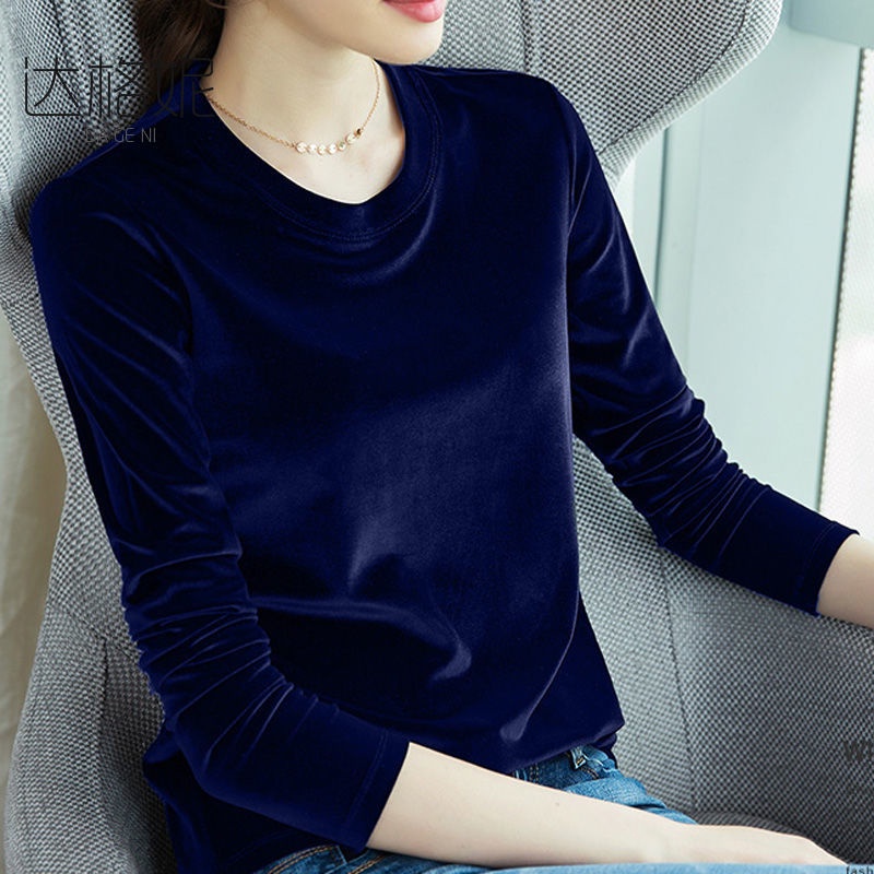 Áo Nhung Dài Tay Ôm Dáng Xinh Xắn Theo Phong Cách Hàn Quốc Dành Cho Nữ