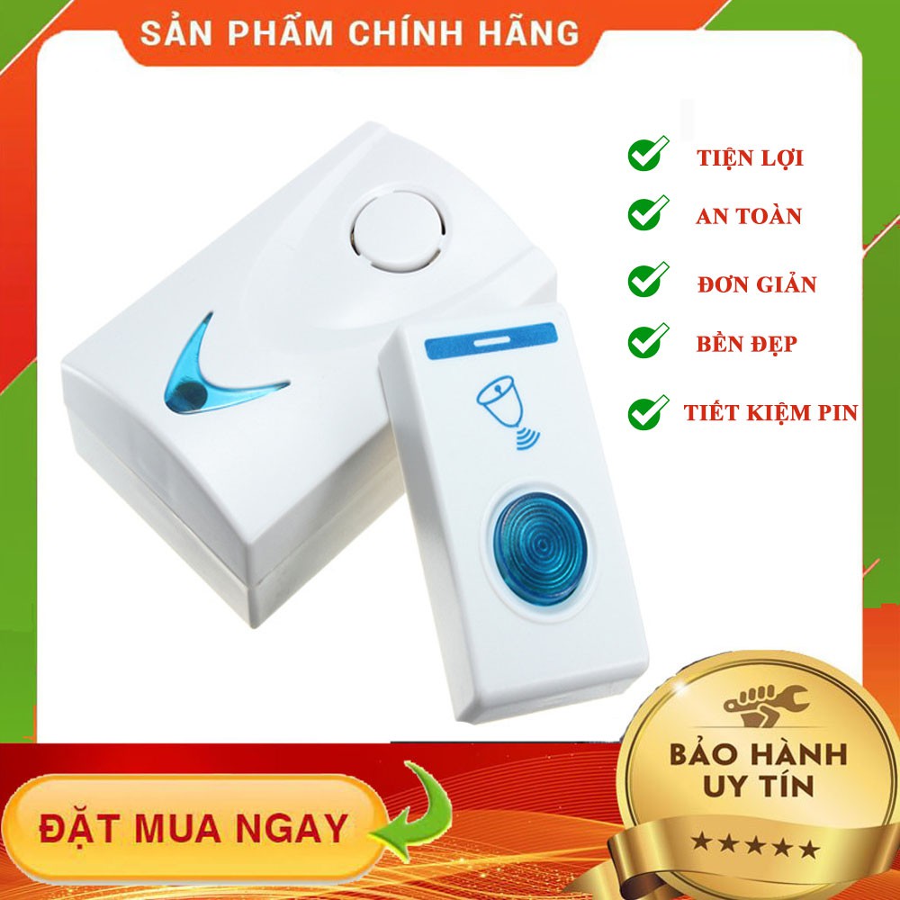 (GIÁ CỰC SỐC) Chuông Cửa Không Dây Tiện Lợi, Chuông Bấm Cửa Tặng kèm Pin, 32 Kiểu Nhạc, Bảo Hành Dài Hạn, MUA NGAY!