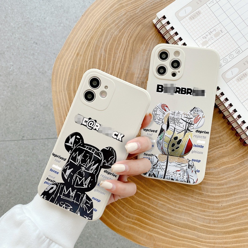 Ốp lưng iphone Gấu Brick cạnh vuông chống sốc ip 6splus/7/7plus/8/8plus/x/xr/xs/11/12/pro/max/plus/13promax e136
