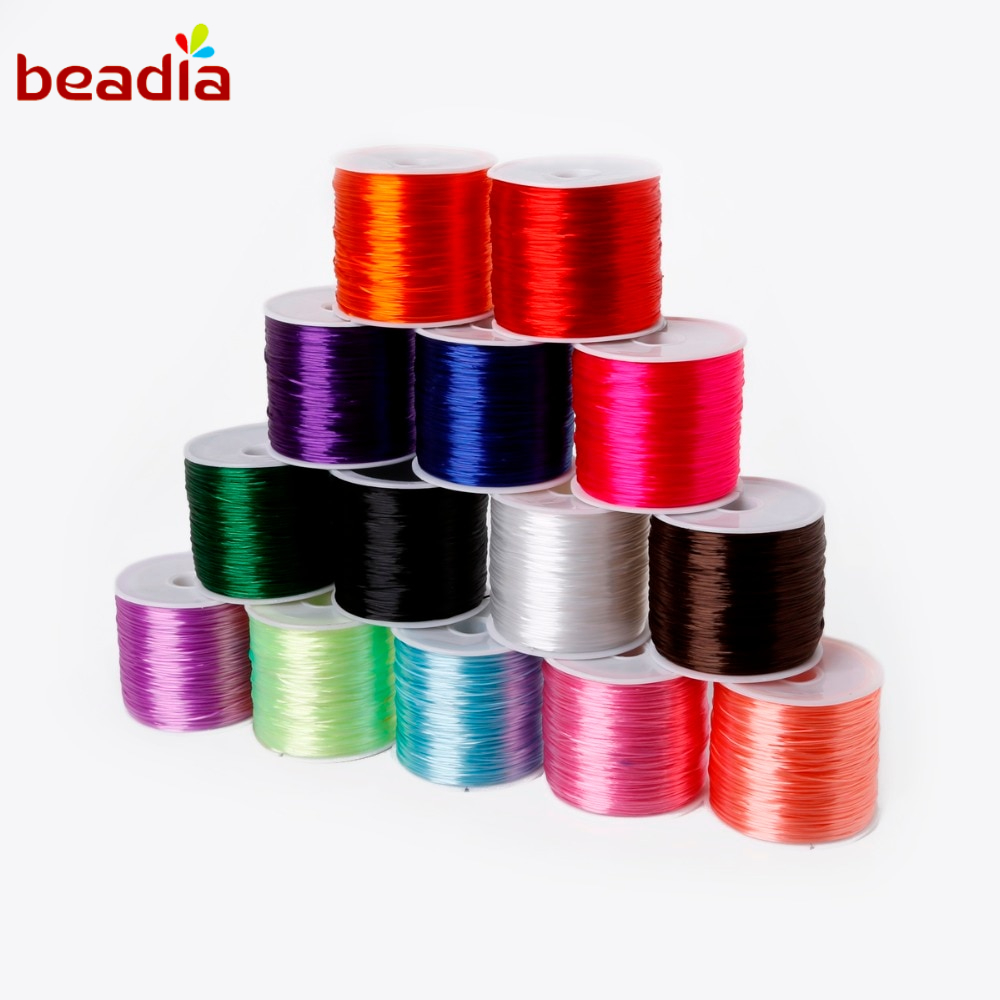 Beadia Cuộn Dây Cao Su Nylon Co Giãn Xỏ Hạt Làm Trang Sức 14 Màu 50M 0.7mm