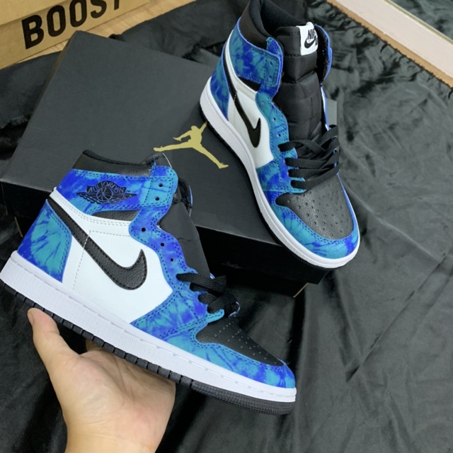 (fullbox +bill) Giầy Jordan 1 tie dye xanh cao cấp