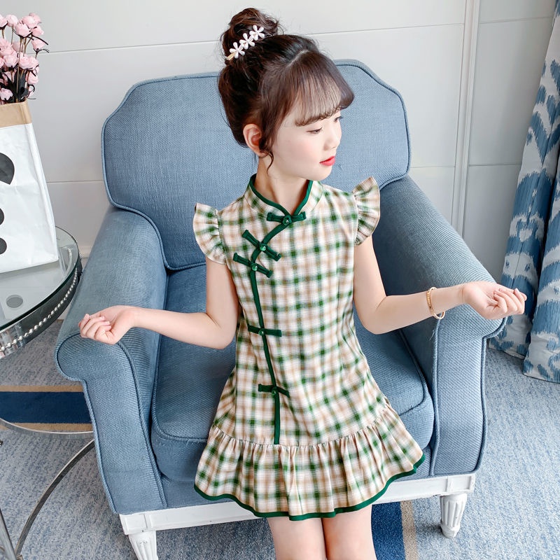 Đầm Sườn Xám Trung Hoa Phối Ren Thời Trang Mùa Hè Mới 2021 Cho Bé Gái