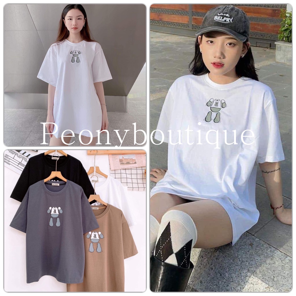 Áo Thun Gấu Cut Đầu Peonyb Nữ [FREESHIP]  Phông form rộng tay lỡ in hình vintage, 3158 oversize đẹp cá tính Ulzzang