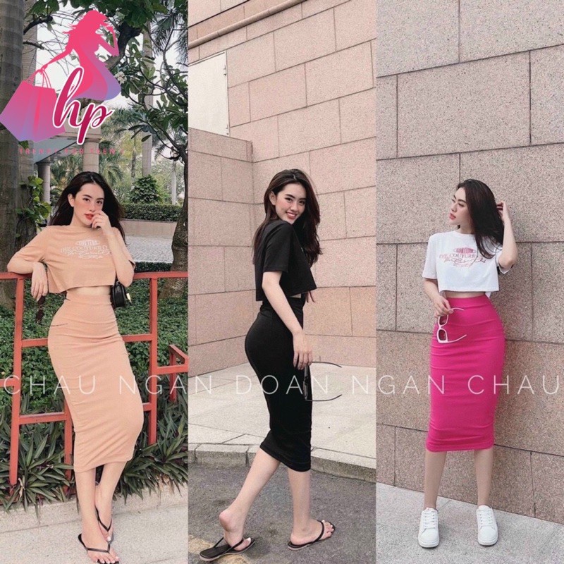 Set đồ nữ sang chảnh áo croptop tay ngắn kèm váy dài kiểu hàn quốc dự tiệc thời trang 2022-VD22