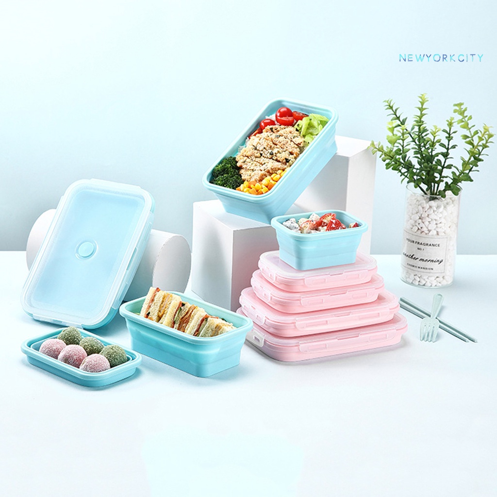 Hộp Đựng Cơm Trưa NYC Bằng Silicone Cấp Thực Phẩm Xếp Gọn Sức Chứa Lớn