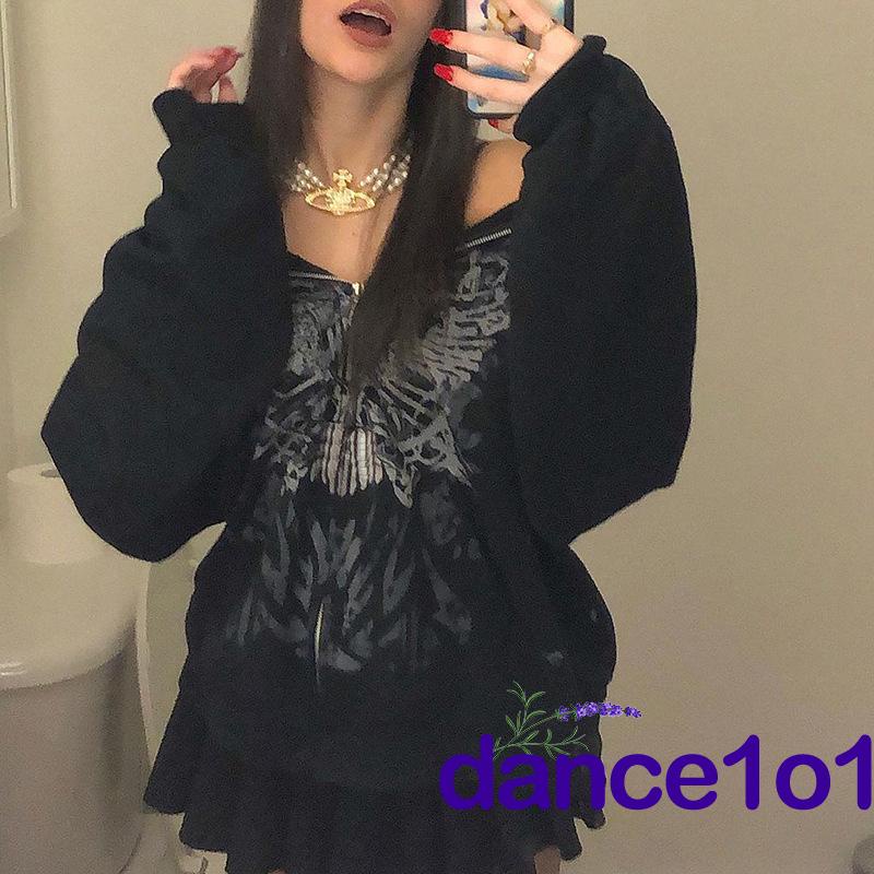 Áo hoodie tay dài in hình bướm thời trang vintage sành điệu