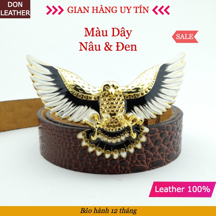 Dây Nịt Nam Da Bò Vân Cá Sấu 3D Mặt Rồng - Đại Bàng Hầm Hố Cá Tính