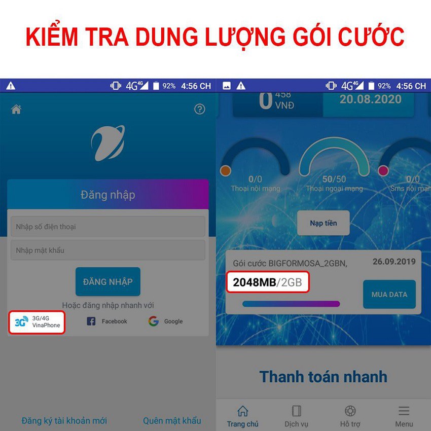 Sim 4G Vina trọn gói 1 năm, free data từ 2Gb đến 10Gb ngày, free gọi nội mạng, free gọi ngoại mạng lên đến 300p,BH 1 năm