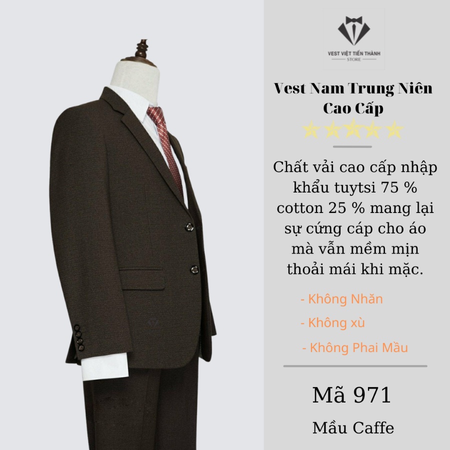 Bộ vest nam trung tuổi vest việt tiến thành chất liệu tuýt si nhập khẩu ấn độ