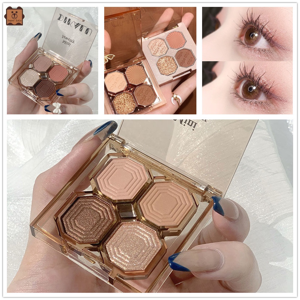 [Hàng mới về] Bảng phấn mắt Dikalu bốn màu không phai màu chất lượng cao