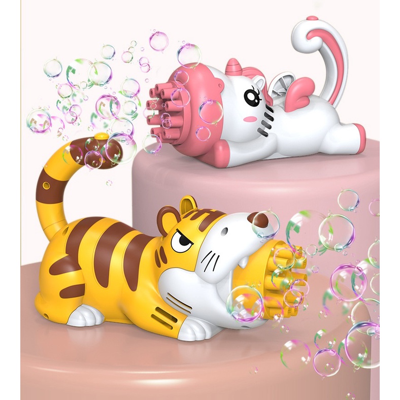 Súng bắn bong bóng, Đồ chơi thổi bong bóng xà phòng 10 nòng hình động vật siêu hot cho trẻ em