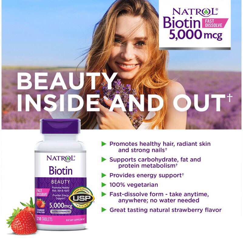 VIÊN NGẬM NATROL BIOTIN BEAUTY 5000mcg 250 viên