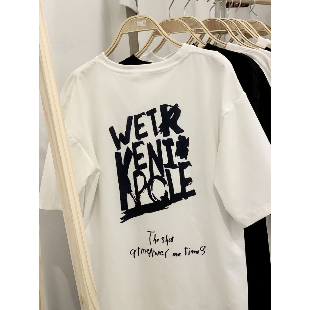 Áo thun Unisex tay lỡ form rộng in chữ WETR KENI POLE, áo phông Unisex JTeeMan phong cách đường phố vải Cotton JT33
