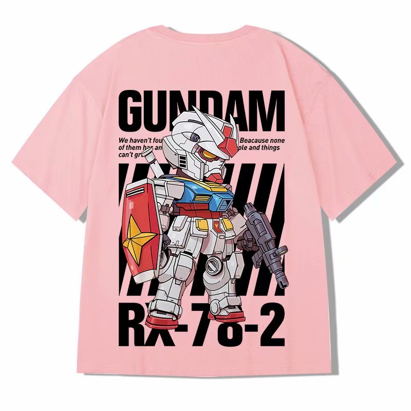 Áo Thun Tay Ngắn Dáng Rộng Cỡ Lớn In Hình Gundam Size S-8xl Thời Trang Mùa Hè Cho Nam Nữ