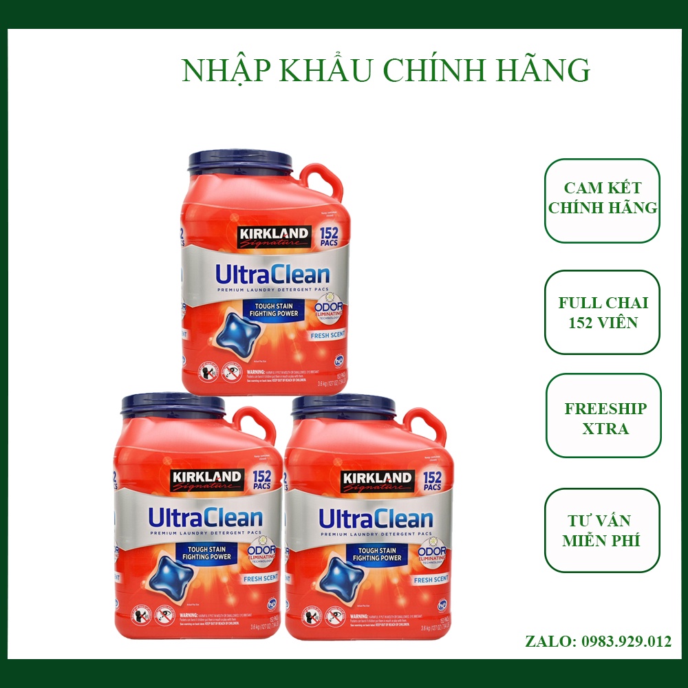 [Chai nguyên] Viên Giặt Quần Áo Kirkland Signature Ultra Clean 152 viên