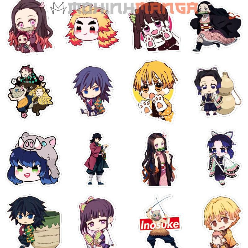 Bộ sticker Kimetsu No Yaiba (miếng dán decal Thanh gươm diệt quỷ) chống nước hình dán Tanjiro Nezuko Zenitsu Inosuke