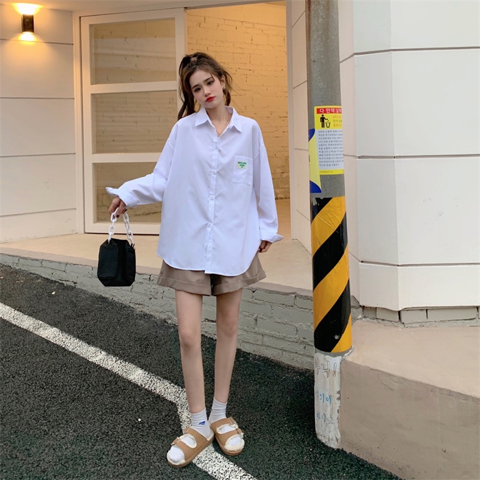 Áo Sơ Mi Nữ Dài Tay Cổ Bẻ Form Rộng Thời Trang Hàn Mới