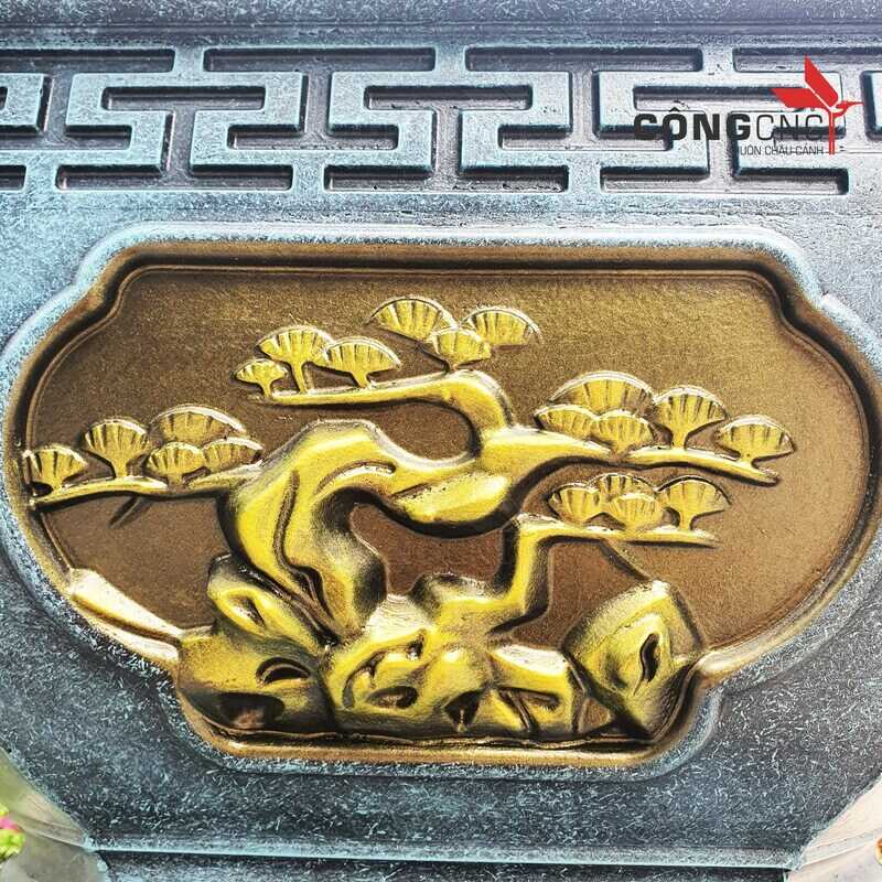 Khuôn Đổ Chậu Xi Măng Lục Giác 75 Dáng Bầu Không Kèm Chân Đôn Họa Tiết Tùng - Phúc - Lộc - Thọ