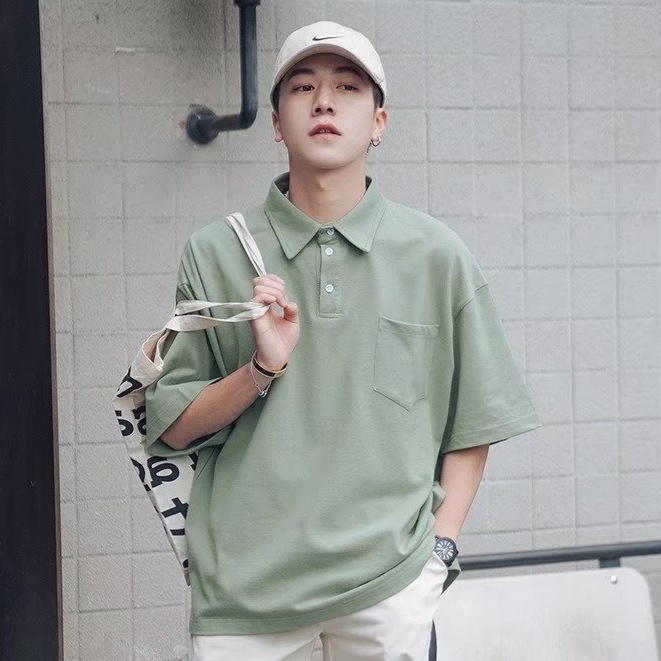 Áo Thun Polo Ngắn Tay Dáng Rộng áo phông polo nam Màu Trơn Đơn Giản áo polo Phong Cách Hàn Quốc áo thun có cổ Hàng áo thun nam có cổ thời trang áo thun có cổ nữ