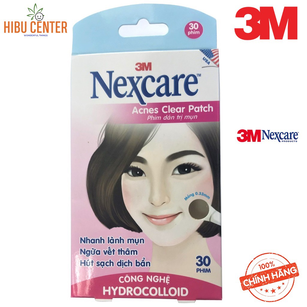 Hộp 30 miếng phim dán mụn, ngăn sẹo thâm Nexcare 3M TM-30M