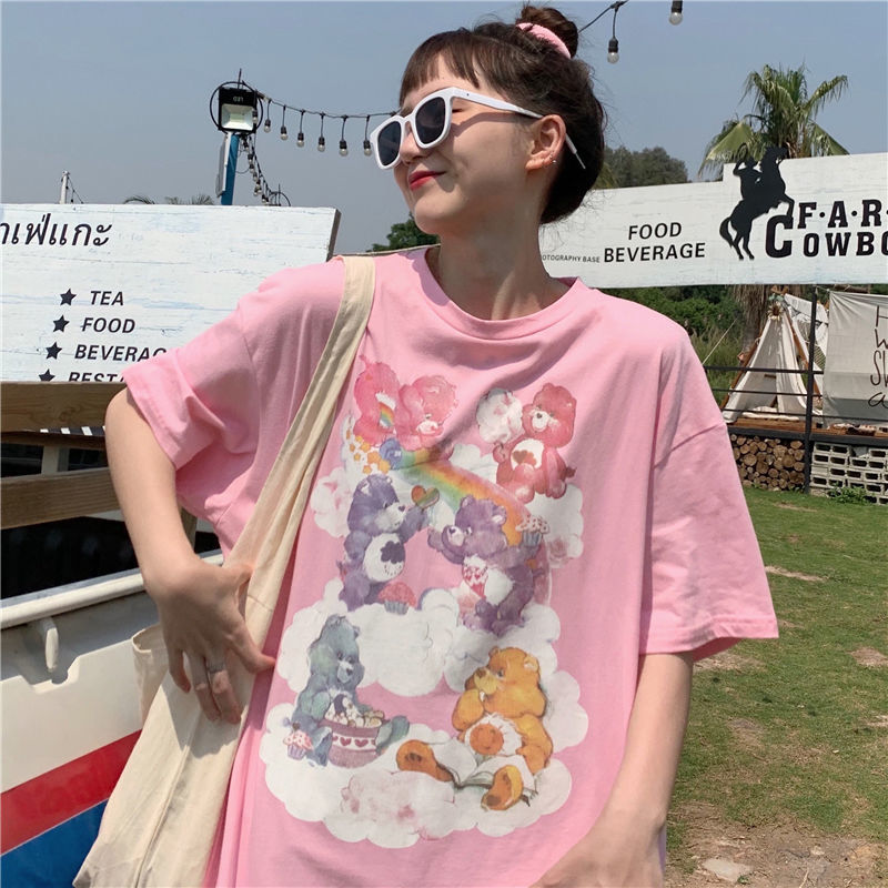 Summer new 2021 Korean loose short sleeve T-shirt for girls