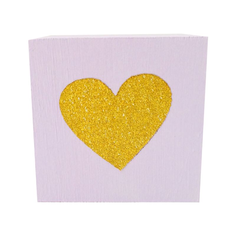 Tấm Gỗ Mềm Lắp Ráp Hình Trái Tim Màu Vàng Kim Lấp Lánh Trang Trí Phòng Bé