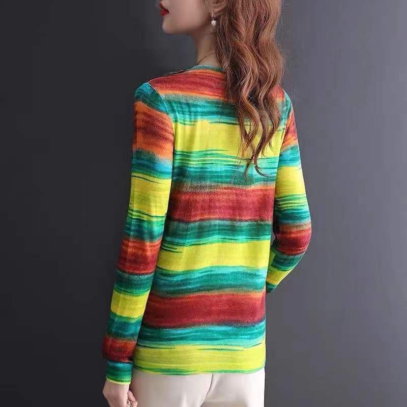 Áo Thun Tay Dài Cổ Tròn In Họa Tiết Phong Cách Phương Tây Thời Trang Mùa Thu Cho Nữ LAY6