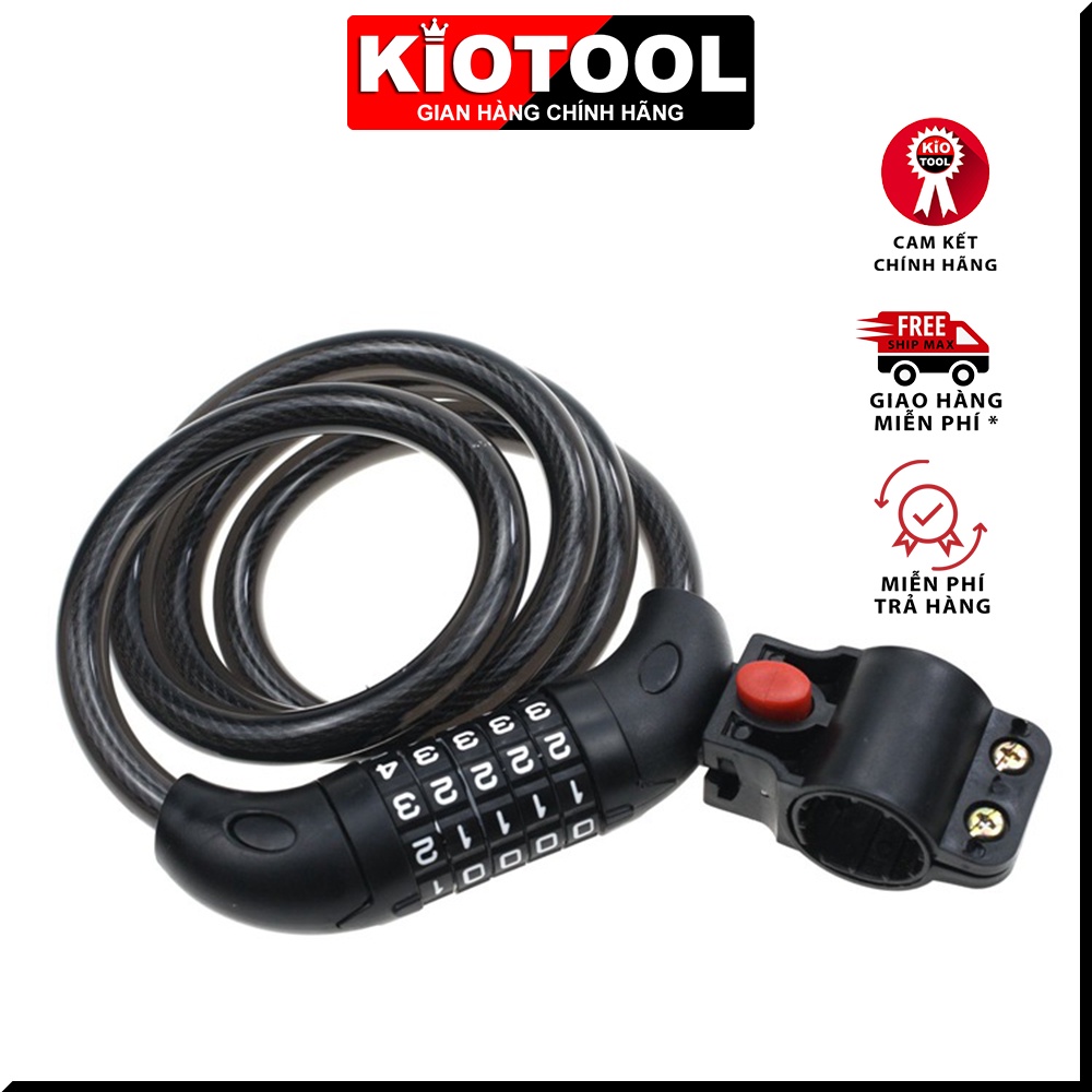 Khóa xe đạp Kiotool mật mã 5 số chống trộm dây cáp chắc chắn - có thể đổi mật khẩu