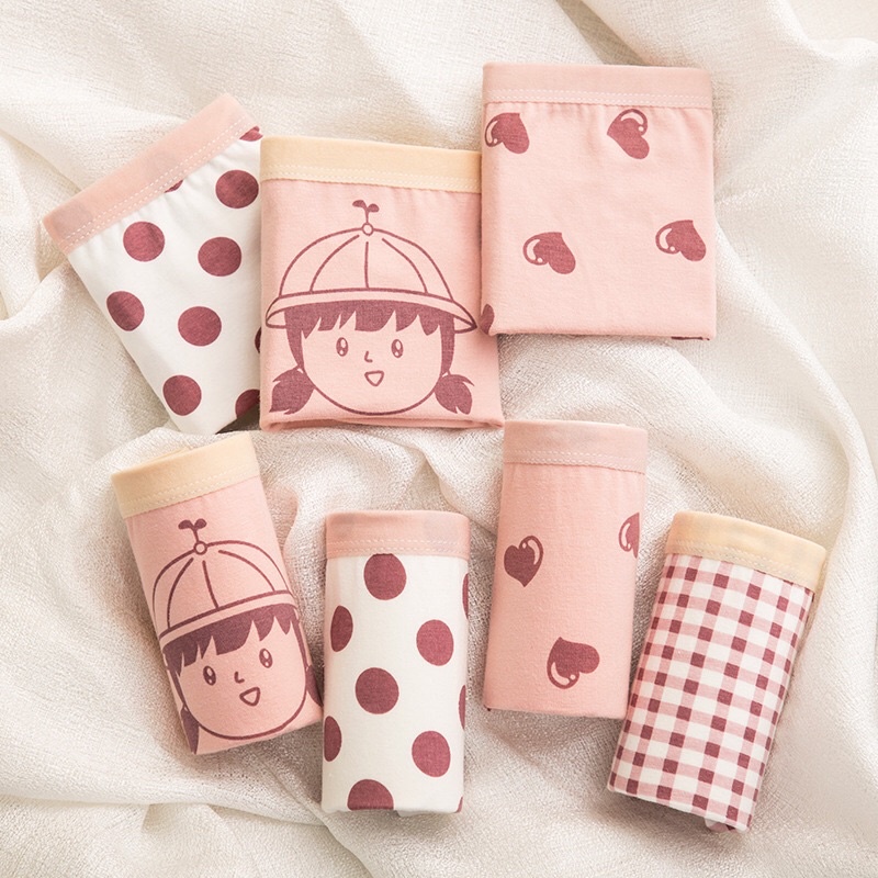 [T04 Sale mạnh] 4 quần chip bé gái Maruko, quần lót trẻ em bé gái cotton mềm mát Maruka Fashion 6-45kg