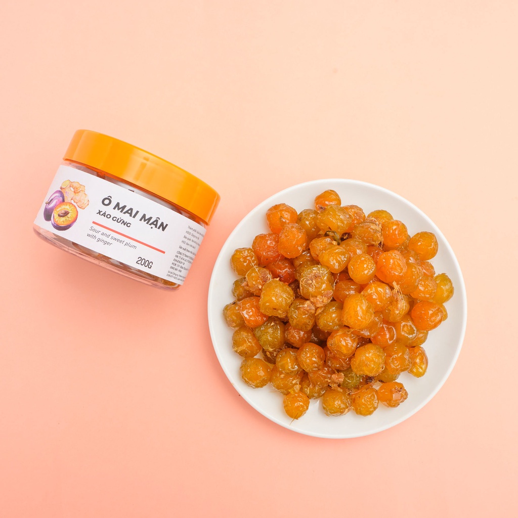 Ô mai mận xào gừng VIETGOURMET, ô mai vị chua ngọt đặc sản Hà Nội hộp 200gr, quà tặng ăn vặt
