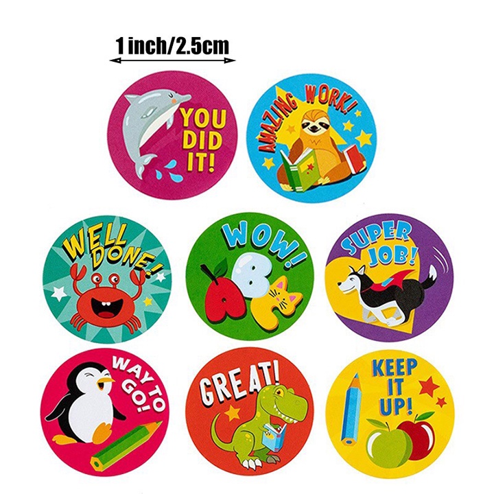 Cuộn Sticker 500 hình dán dễ thương khen thưởng học sinh cho bé