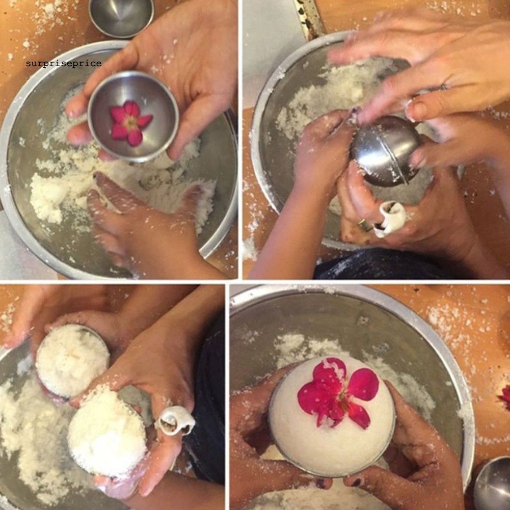 [Ready Stock] 2Pcs 4.5/5.5/6.5cm 3D Aluminum Alloy Homemade Round Sphere DIY Bath Bomb Mold