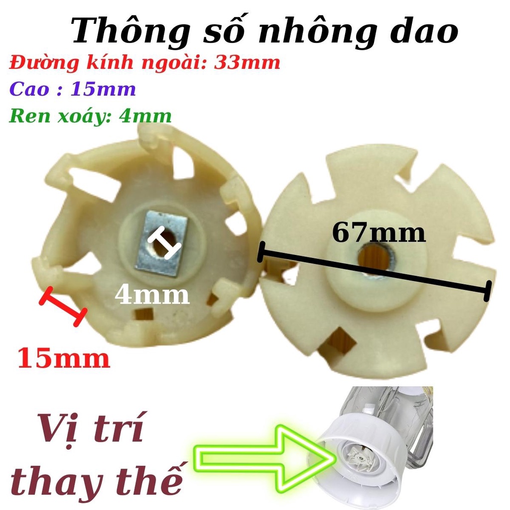 Nhông dao sinh tố Gali, dùng cho tất cả các máy xay gia đình, công nghiệp bằng nhựa và kim loại, 6 cánh đàn hồi tốt