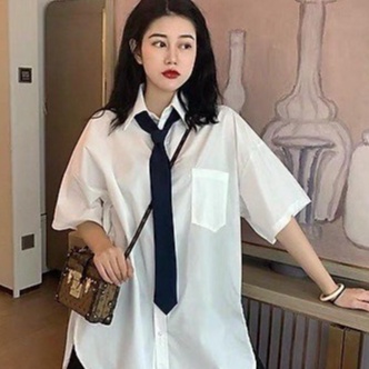 Áo sơ mi nữ 1 túi from rộng cá tính