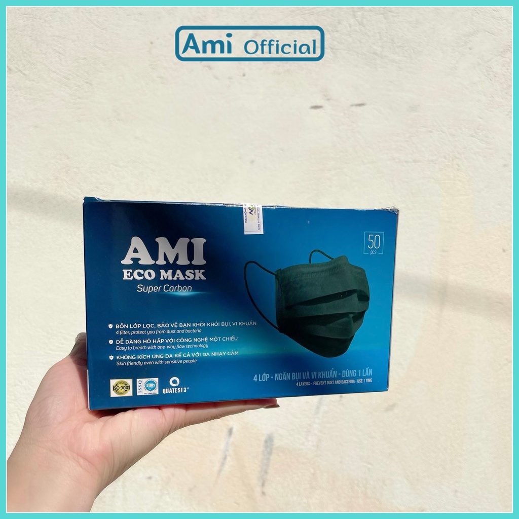 Hộp khẩu trang y tế Ami màu Đen 4 lớp 50 chiếc