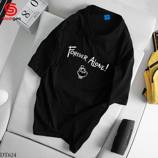 Áo thun nam tay lỡ dt624 forever alone trước ngực 100% cotton