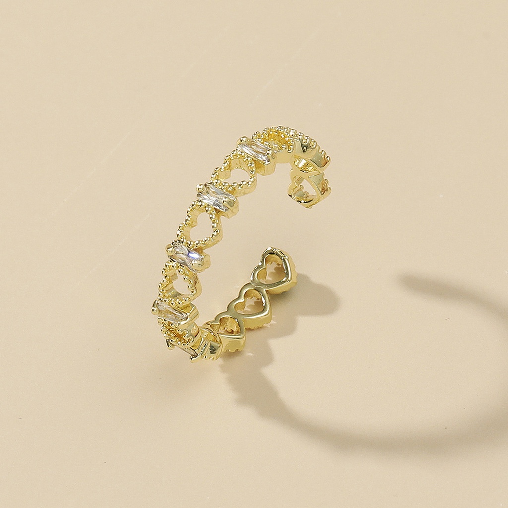 Nhẫn Chất Liệu Kim Loại Đính Đá Thiết Kế Thanh Lịch Dành Cho Nữ