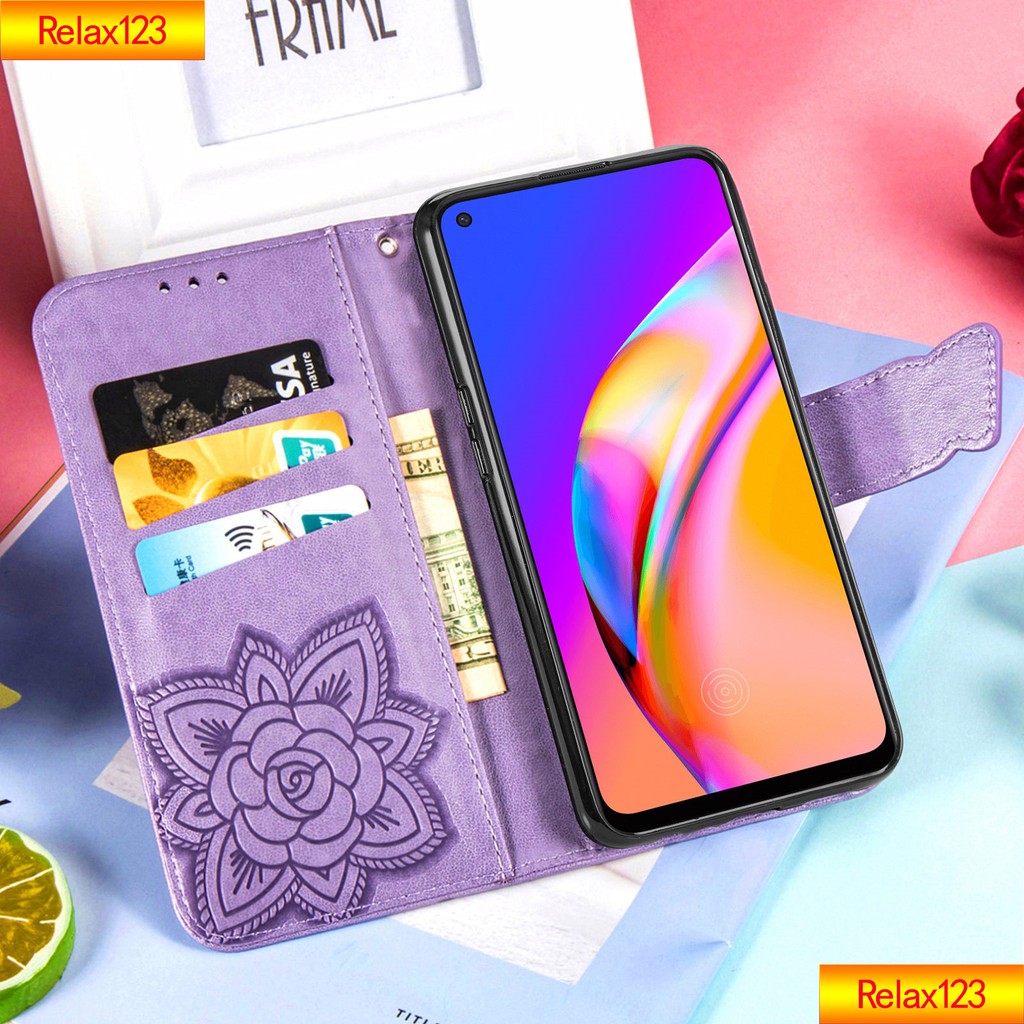 Bao Da Dập Nổi Sang Trọng Họa Tiết Cây Và Bướm Cho Oppo A94 Reno5F F19 Pro | BigBuy360 - bigbuy360.vn