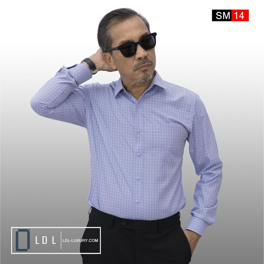 Áo sơ mi dài tay kẻ caro chất liệu BAMBOO hạn chế nhăn nhàu, thấm hút mồ hôi thương hiệu LDL -SM 14,20
