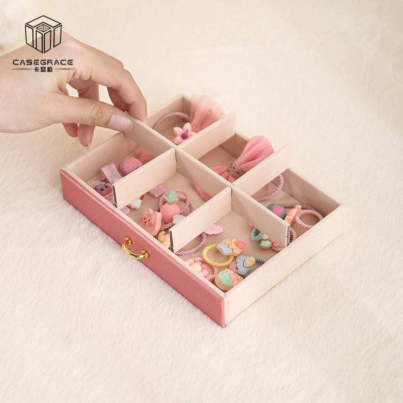 Casegrace Hộp Đựng Trang Sức Bằng Da Hai Ngăn Kéo Trưng Bày Cho Bé Gái