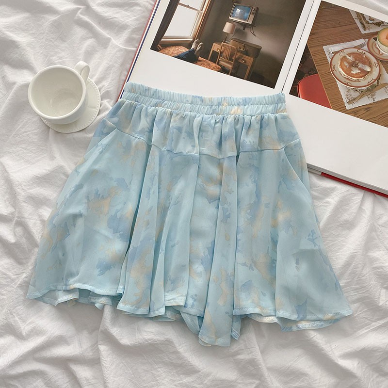 Set áo sơ mi+quần short giả váy 3049