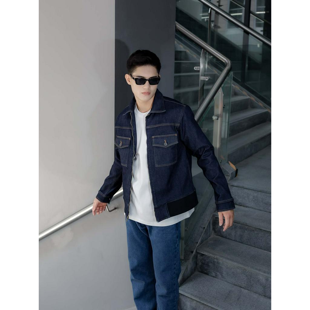 Áo Khoác Nam Denim Zipper Navy, Chất Vải Jean Cotton Thoải Mái, AK0035, SOMEHOW