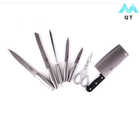 Bộ Dao Kéo Nhà Bếp 6 Món Nhật Bản Cao Cấp, Inox Chống Gỉ, Có Đế Đựng Dao