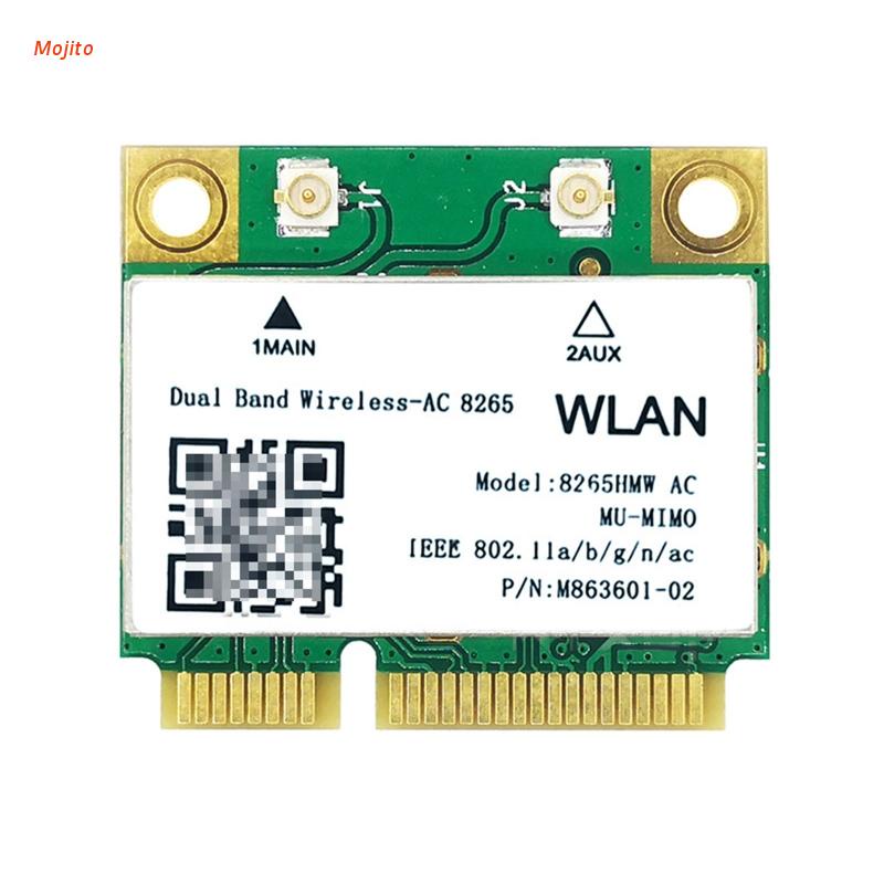 Thiết Bị Phát Wifi Băng Tần Kép Không Dây AC 8265 Intel 8265HMW 2.4G/5Ghz 802.11ac 867Mbps MINI PCI-E