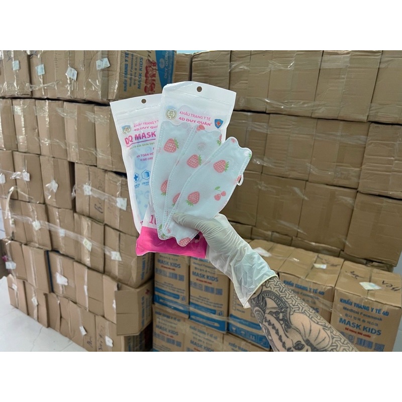 khẩu trang 4d duy quân dành cho bé từ 3 đến 12 tuổi sản xuất việt nam *Free Ship* túi 10 chiếc thùng 30 túi