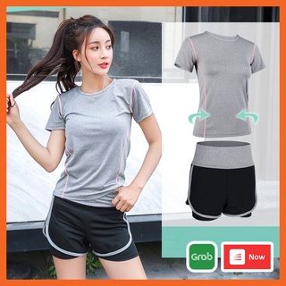 Set quần áo tập Gym nữ 💖 𝑭𝑹𝑬𝑬𝑺𝑯𝑰𝑷 💖 20Sport Quần áo thể thao nữ chất siêu thoáng mát 2 món, áo thun và quần đùi 2 lớp