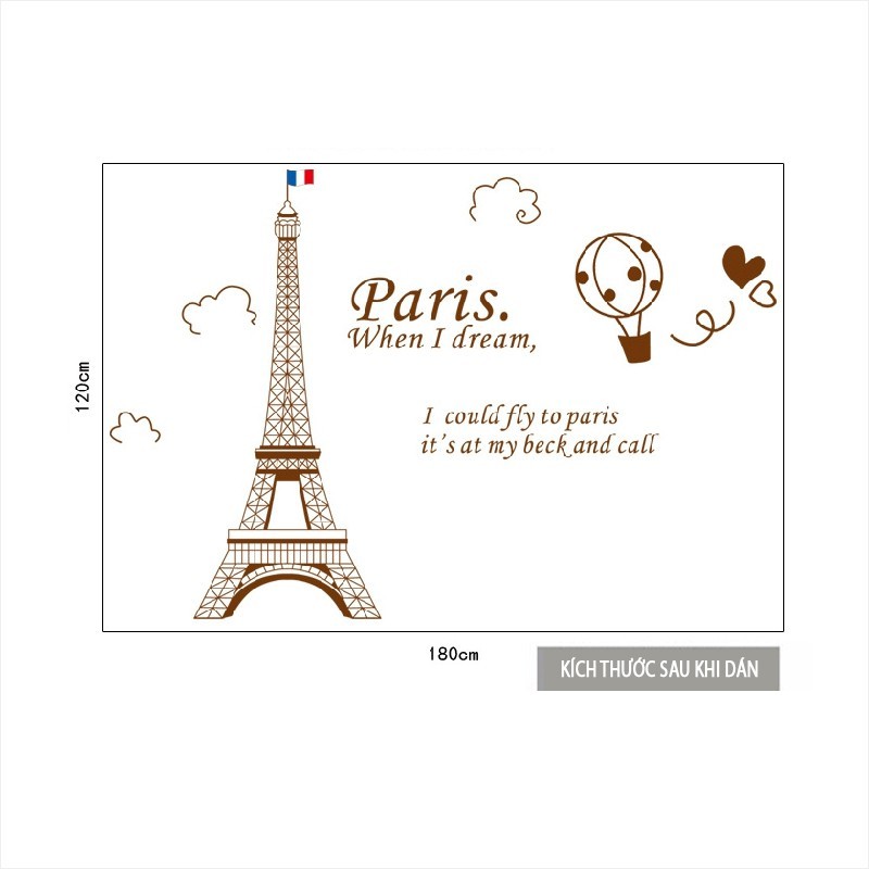 Decal trang trí dán tường nghệ thuật tháp Eiffel AY9132B