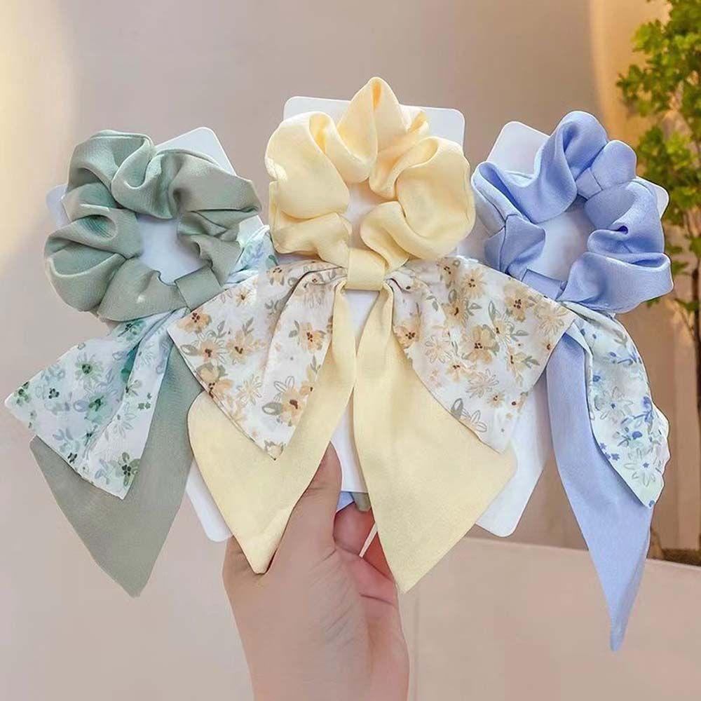 Dây Buộc Tóc Vải Voan In Hoa Ruy Băng Kiểu Hàn Quốc Đơn Giản