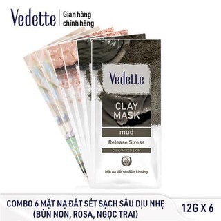 COMBO 6 Mặt nạ đất sét 12g Vedette *SẠCH SÂU DỊU NHẸ*
